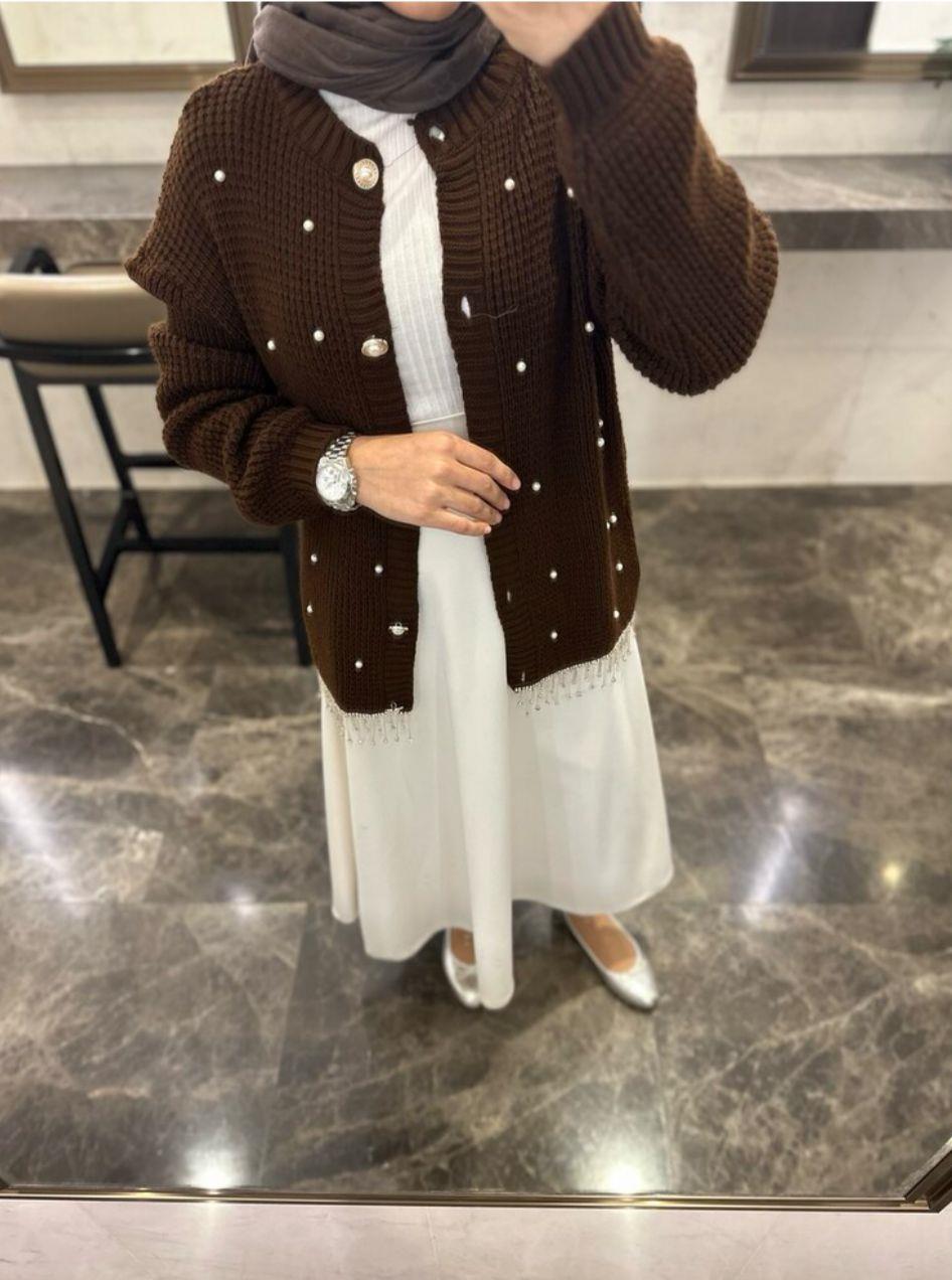 Pearl Elegance Hırka Acı Kahve