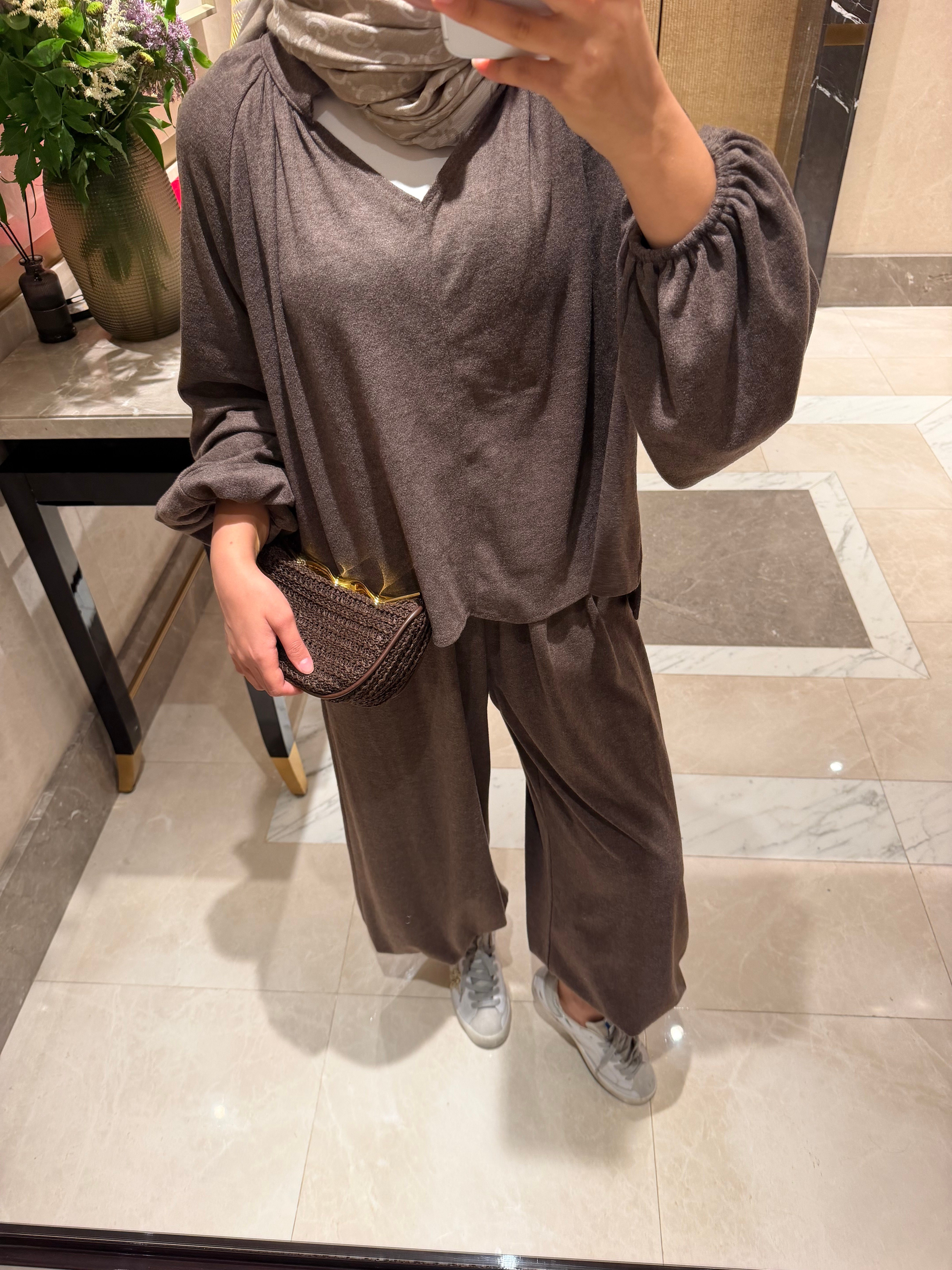 ŞALVARLI PANTOLONLU TAKIM- KAHVE