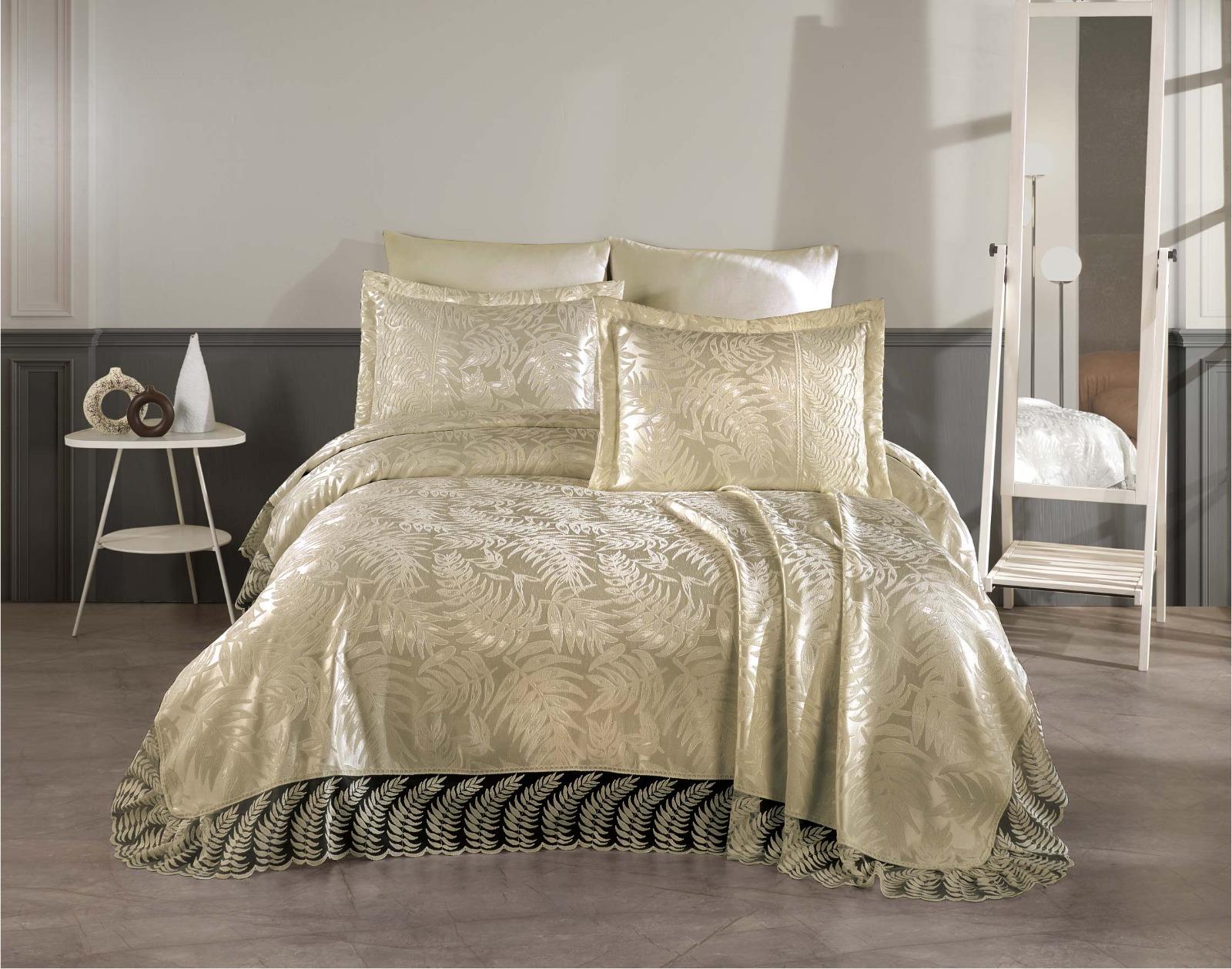 Palm 3 Parça Fransız Dantelli Şönil Lux Pike Takımı