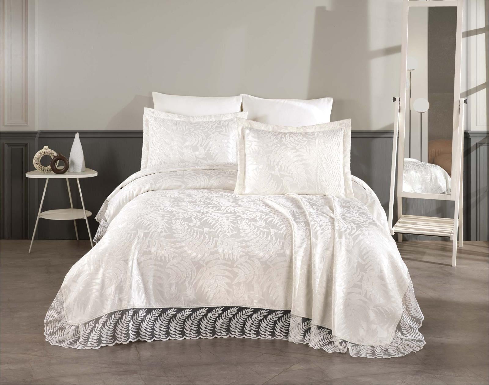 Palm 3 Parça Fransız Dantelli Şönil Lux Pike Takımı