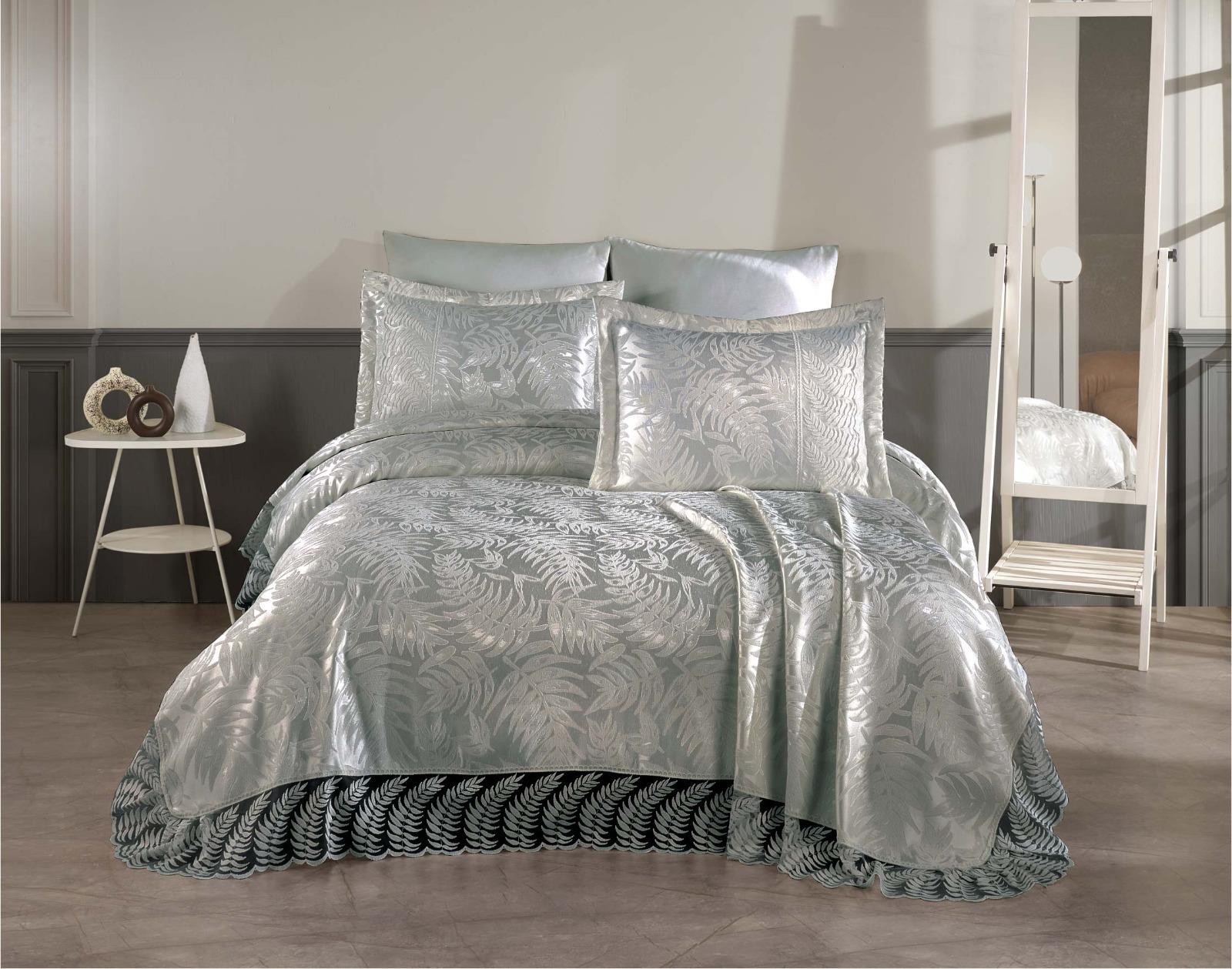 Palm 3 Parça Fransız Dantelli Şönil Lux Pike Takımı