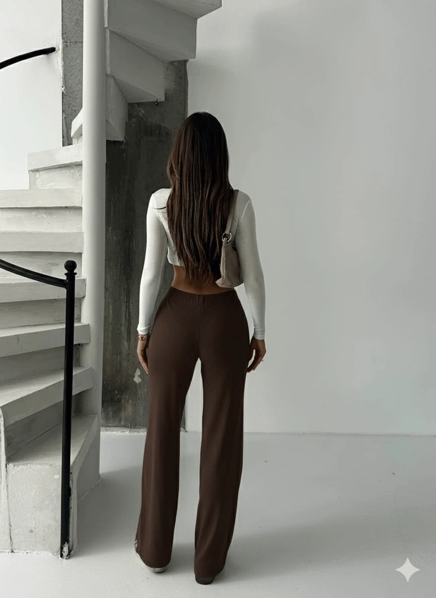 Fit comfort bej salaş pantolon kahve A6011