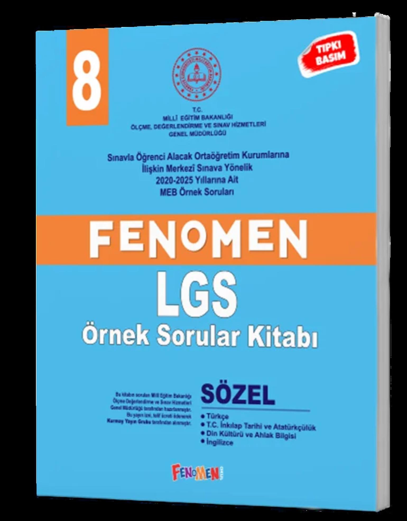 Fenomen 8. Sınıf MEB Sözel Örnek Sorular 