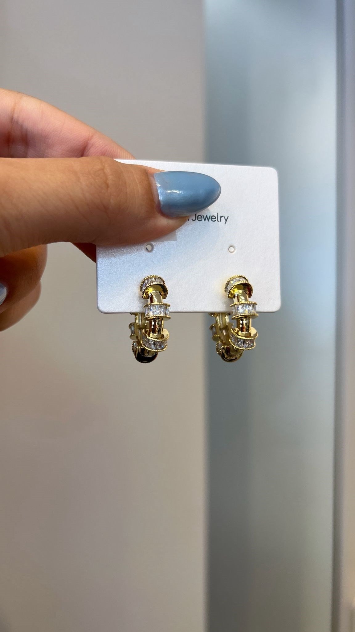 Baget Taşlı Gold Halka Küpe