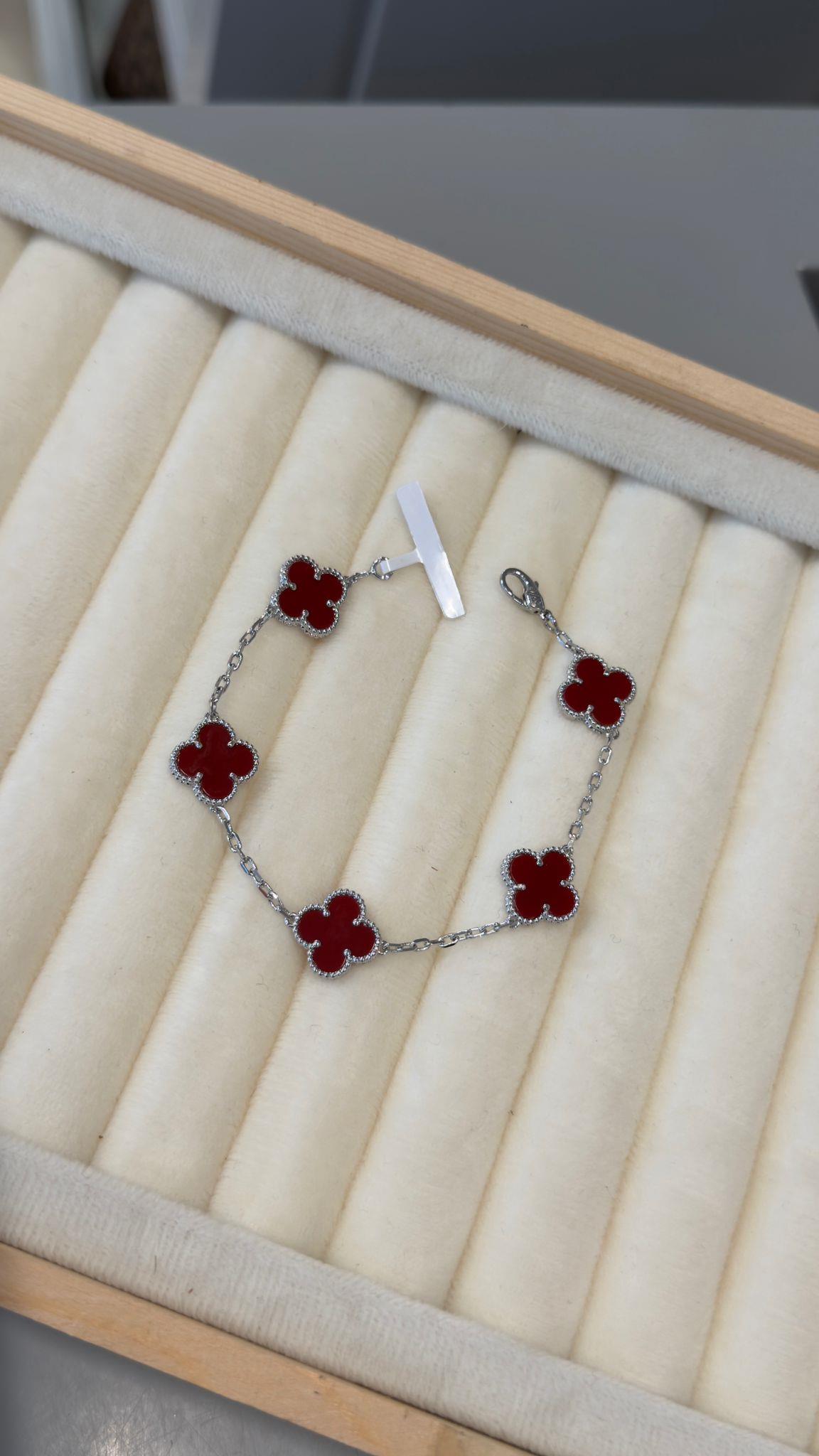 Marka Model İthal Seri Bordo Silver Bileklik