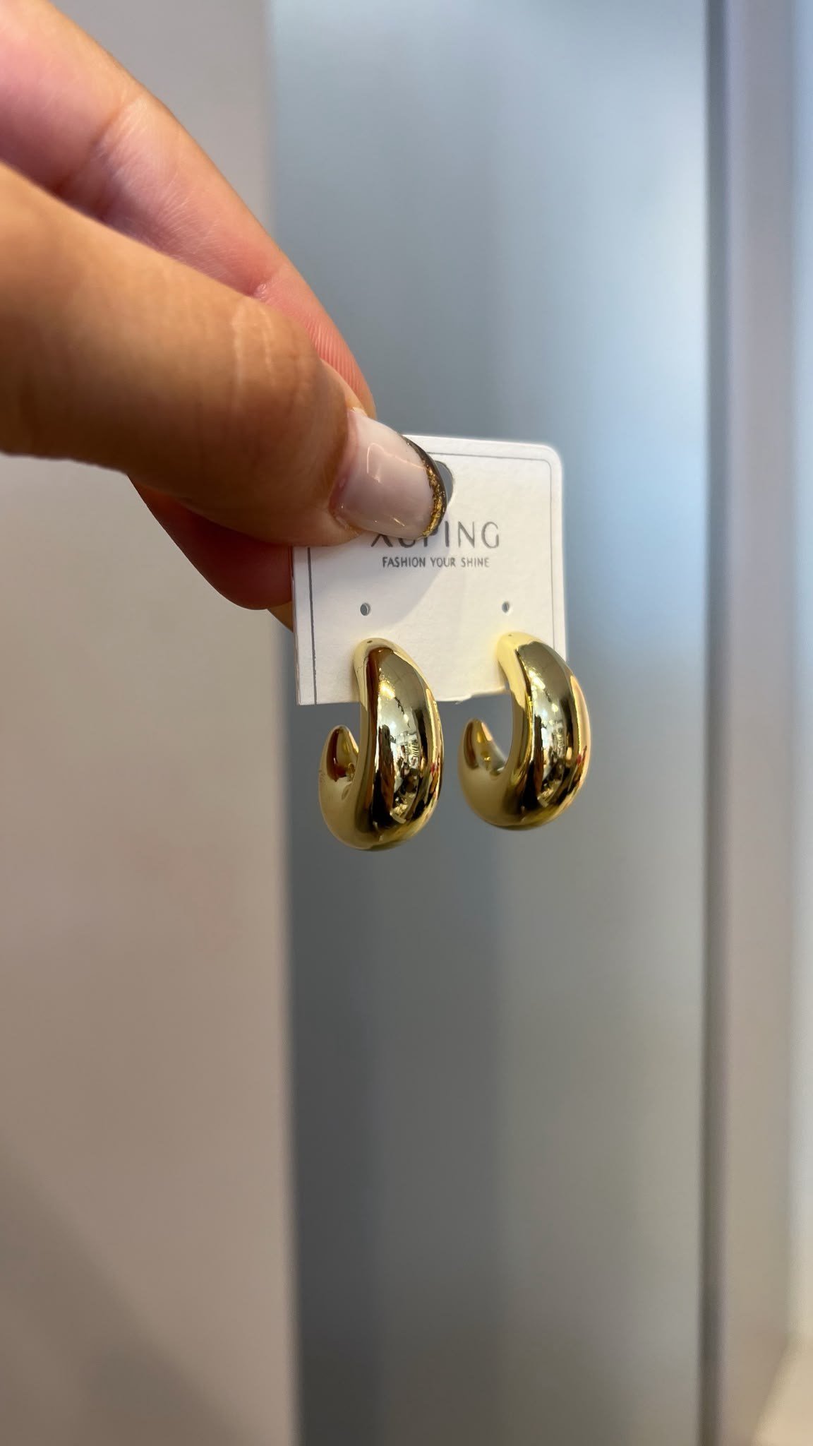 Özel Seri 14K Bombeli Yarım Ay Gold Halka Küpe