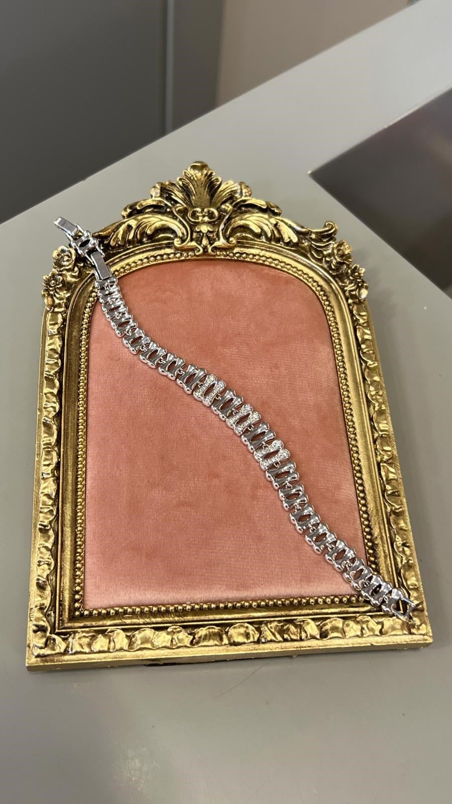 Özel Seri 14K Kemik Model Taş Detaylı Silver Bileklik