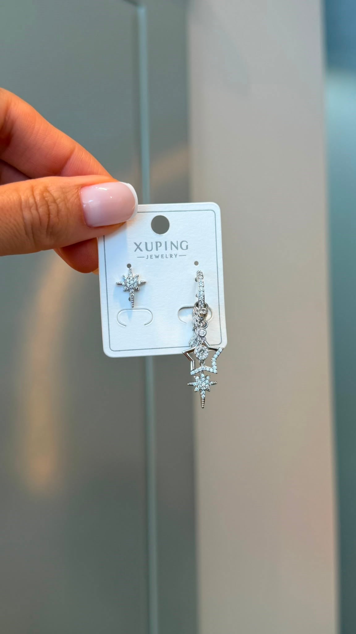 Özel Seri 14K Silver Kutup Yıldızlı Charm Küpe