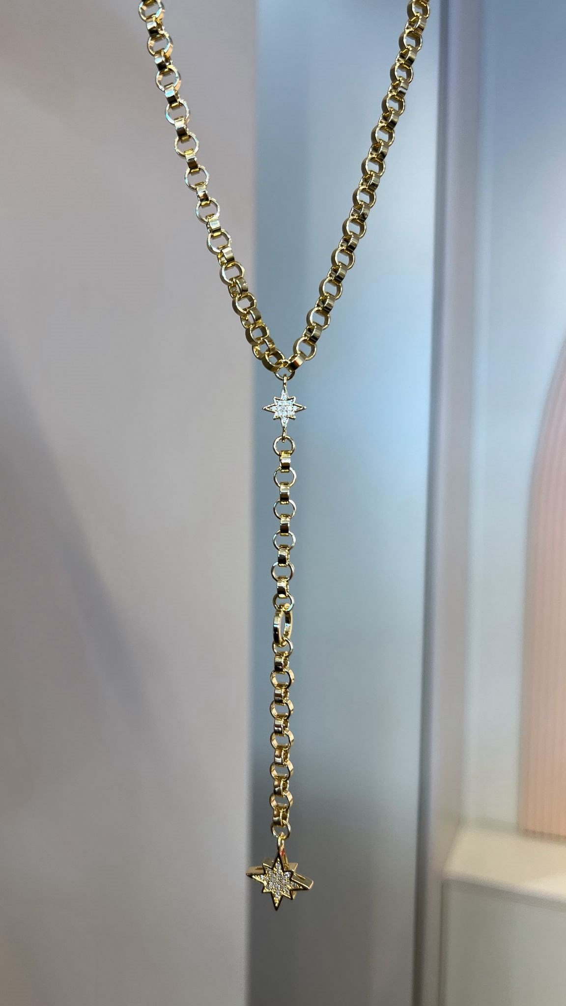 Yıldız Detaylı Y Gold Kolye