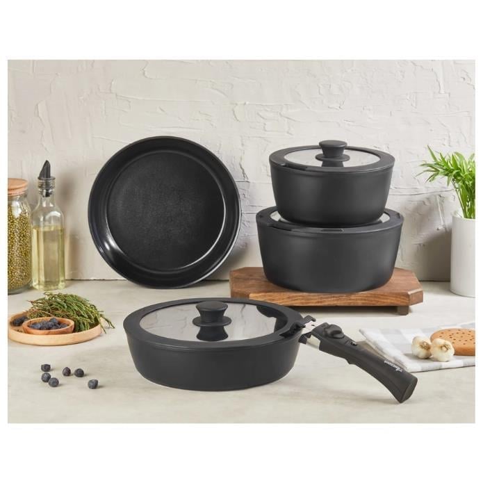 Bondy Amercook Seramik 8 Parça Black Tencere Seti 