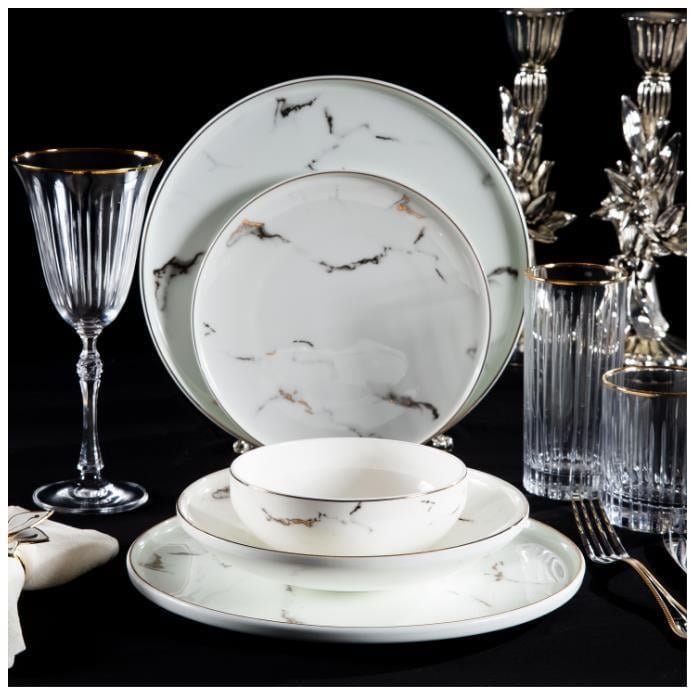Massimo Marble Gold 6 Kişilik 24 Parça Yemek Takımı 