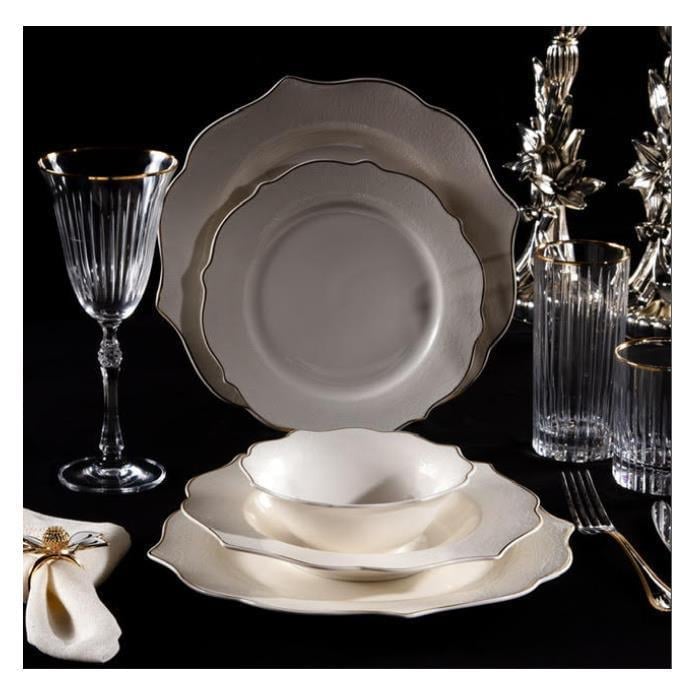 Massimo Verona Relief Gold 6 Kişilik 24 Parça Yemek Takımı 