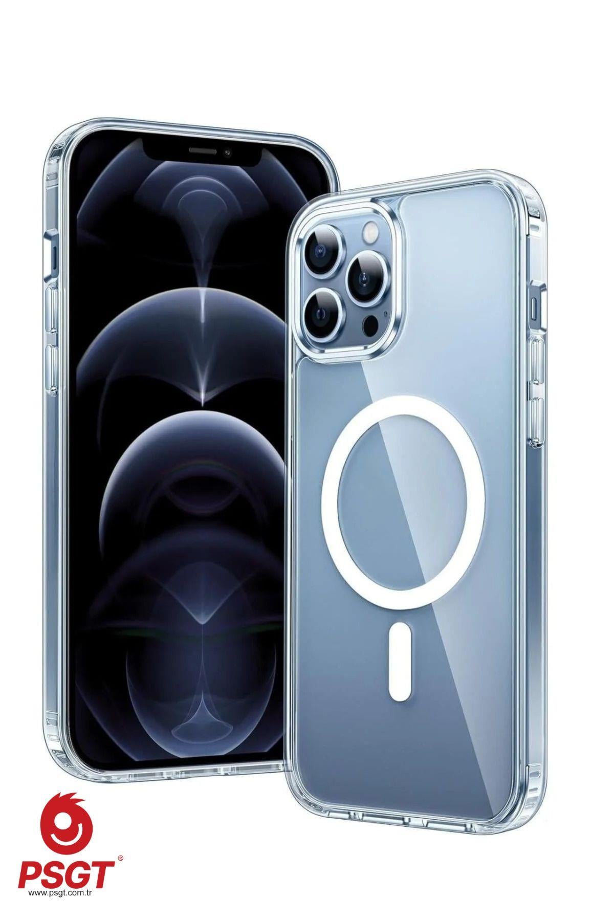 Appe Iphone Kılıf Magsafe Wireless Şarj Destekli Şeffaf Kapak Magnetic Crystal Case