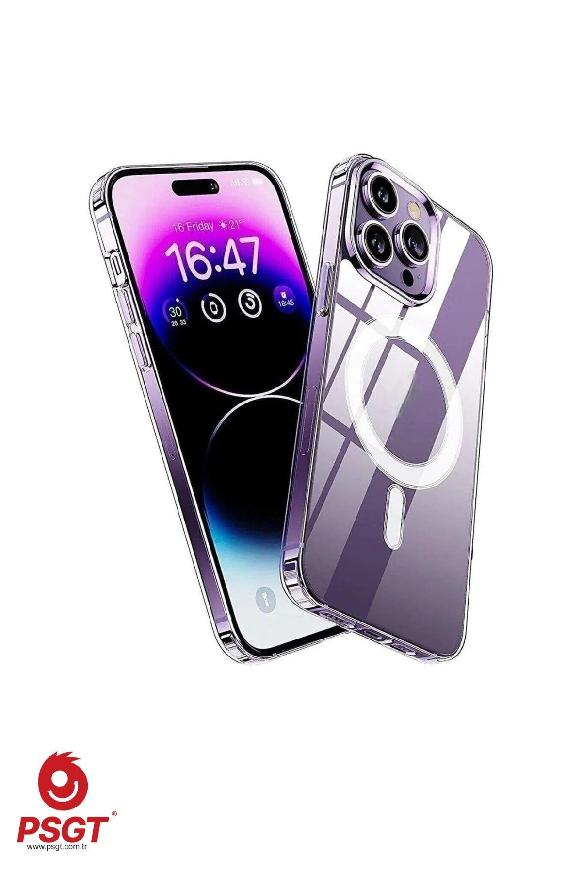 Appe Iphone Kılıf Magsafe Wireless Şarj Destekli Şeffaf Kapak Magnetic Crystal Case