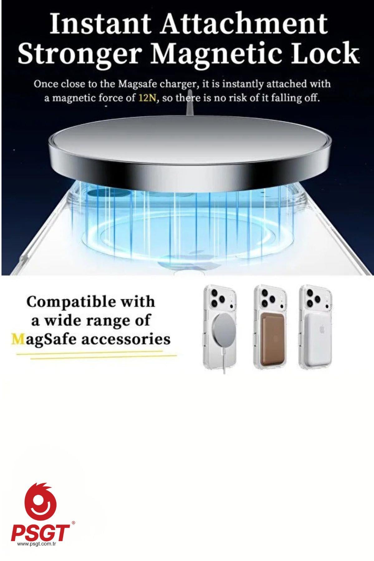 Appe Iphone Kılıf Magsafe Wireless Şarj Destekli Şeffaf Kapak Magnetic Crystal Case