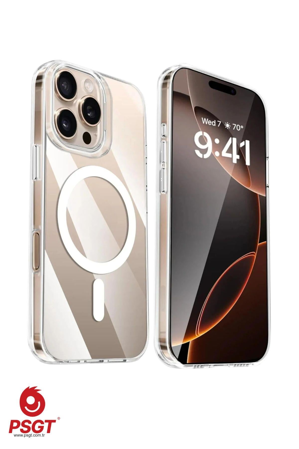 Appe Iphone Kılıf Magsafe Wireless Şarj Destekli Şeffaf Kapak Magnetic Crystal Case