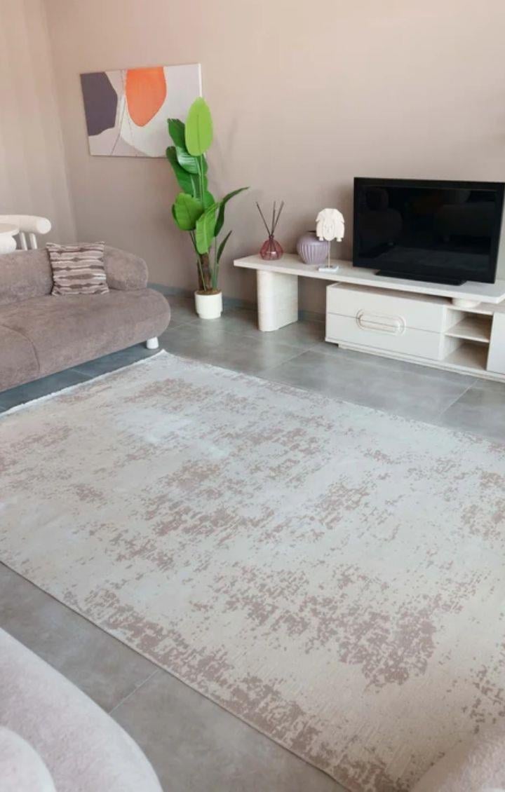 By Özer Halı Bej Renk Desenli Modern Stil Saray Halı Juliet JU25A Salon Halısı