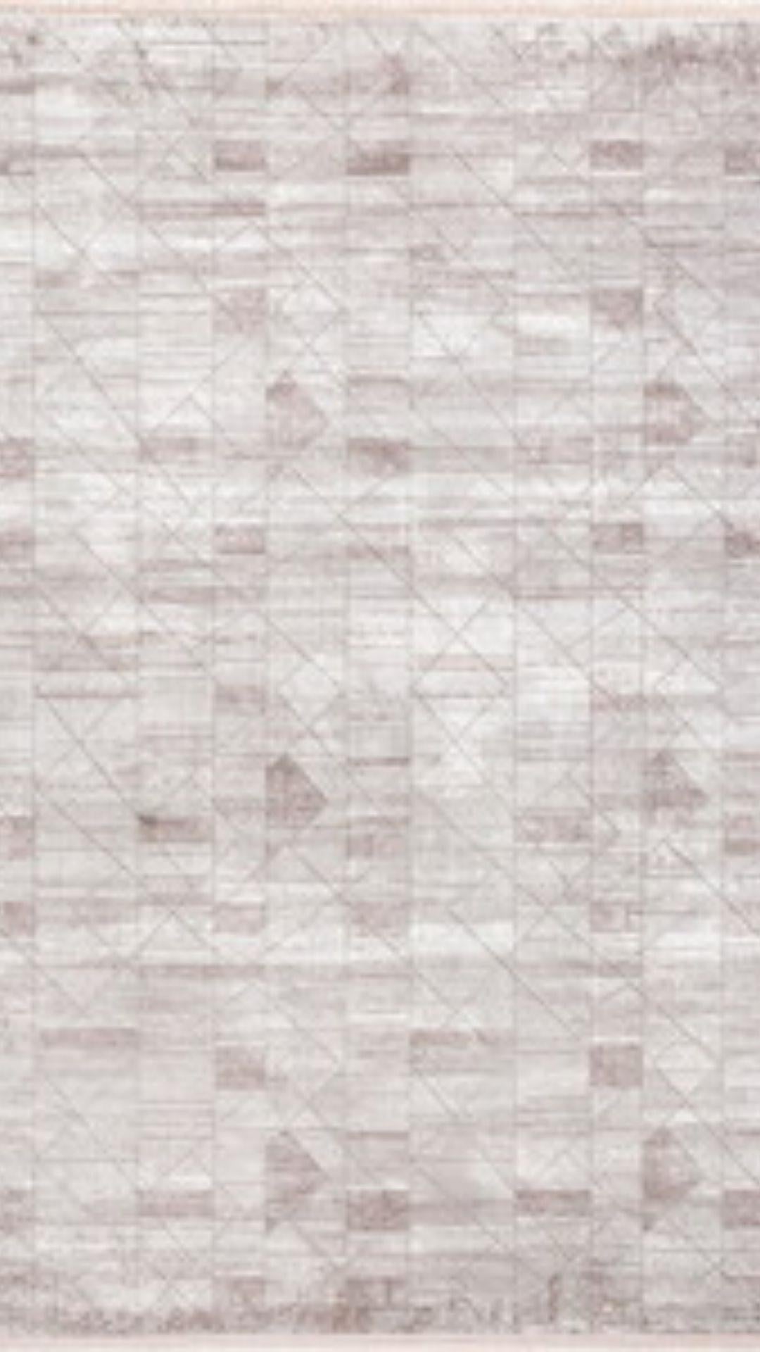 By Özer Halı Bej Renk Geometrik Desenli Modern Stil Pigment Halı Tuval TVL01 Salon Halısı
