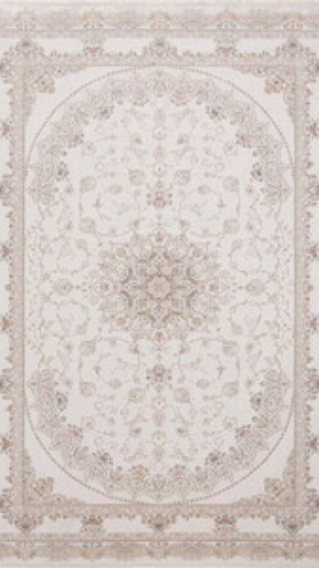 By Özer Halı Bej Renk Göbekli Bordürlü Klasik Stil Pigment Halı Vera Classic VRC03 Salon Halısı