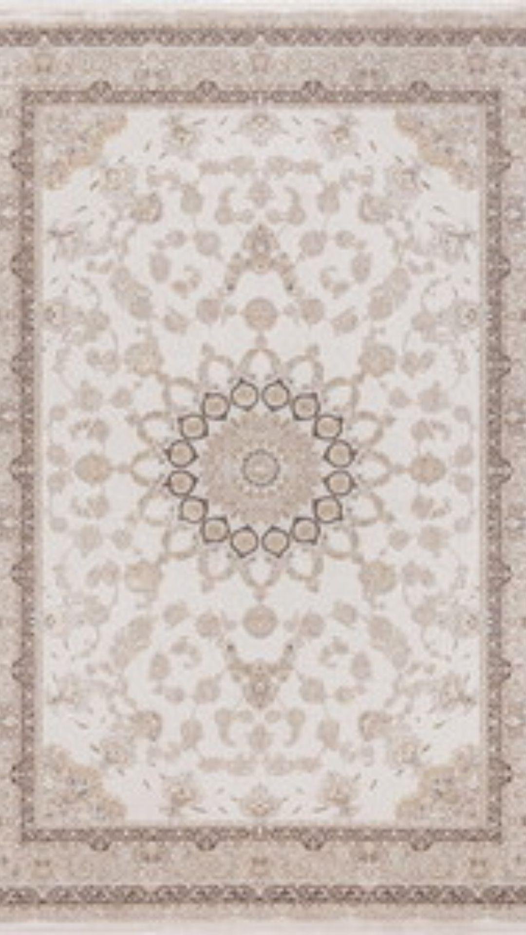 By Özer Halı Bej Renk Göbekli Bordürlü Klasik Stil Pigment Halı Vera Classic VRC01 Salon Halısı