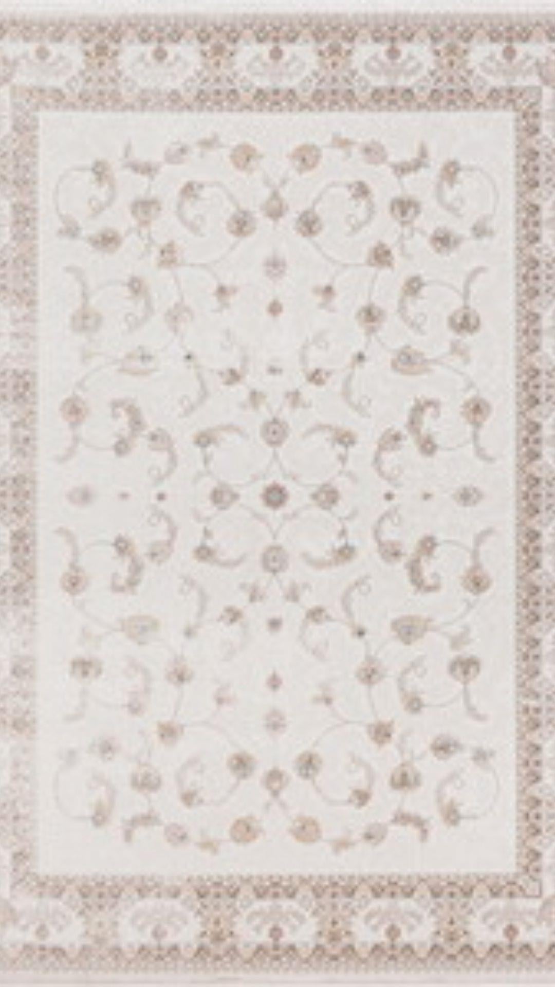 By Özer Halı Bej Renk Göbekli Bordürlü Klasik Stil Pigment Halı Vera Classic VRC05 Salon Halısı