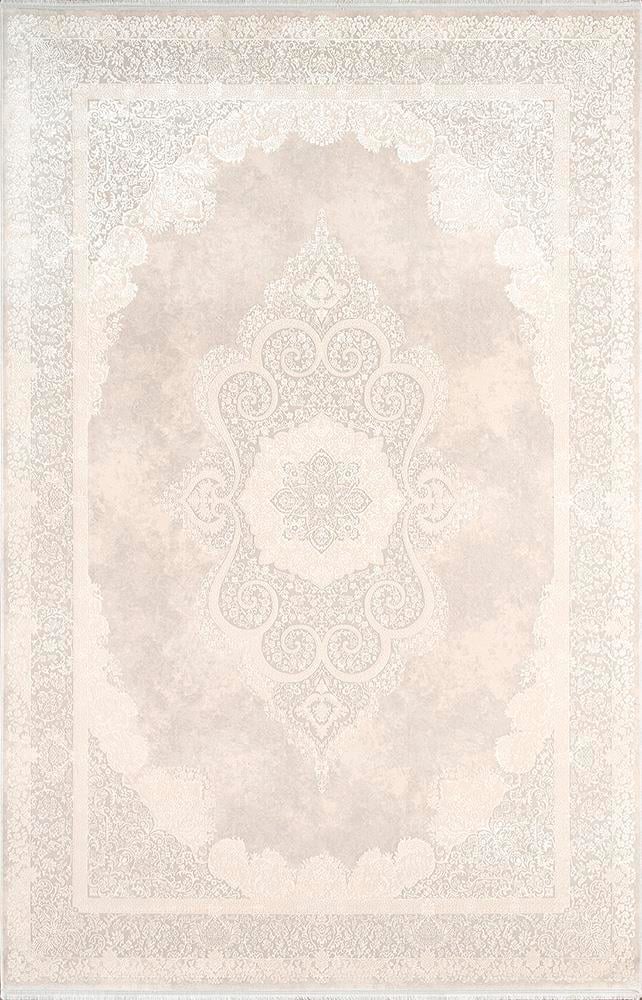 By Özer Halı Bej Renk Krem Bordürlü Göbekli Klasik Stil Pierre Cardin Halı Pierre Zen HG07A Salon Halısı