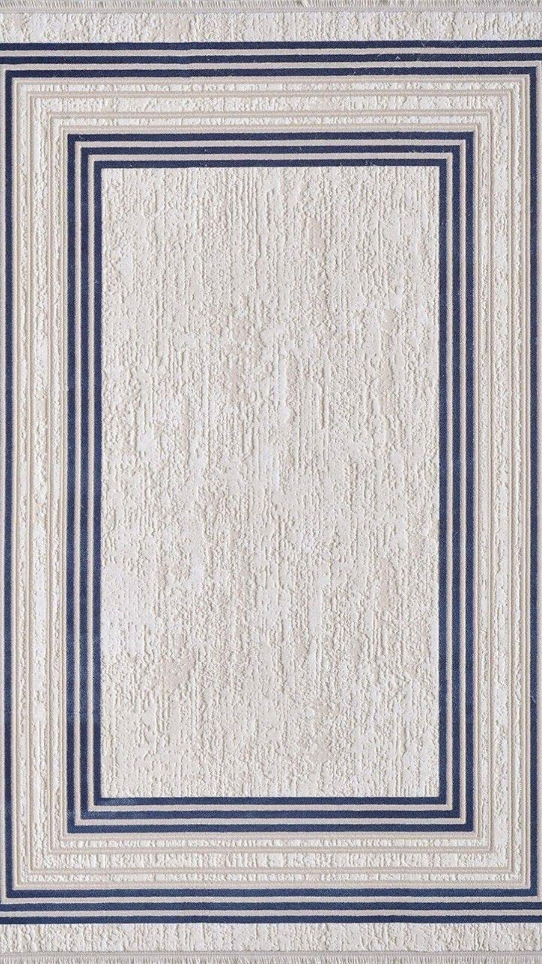 By Özer Halı Bej Renk Lacivert Bordürlü Modern Stil Artemis Halı Murano 09164C Salon Halısı