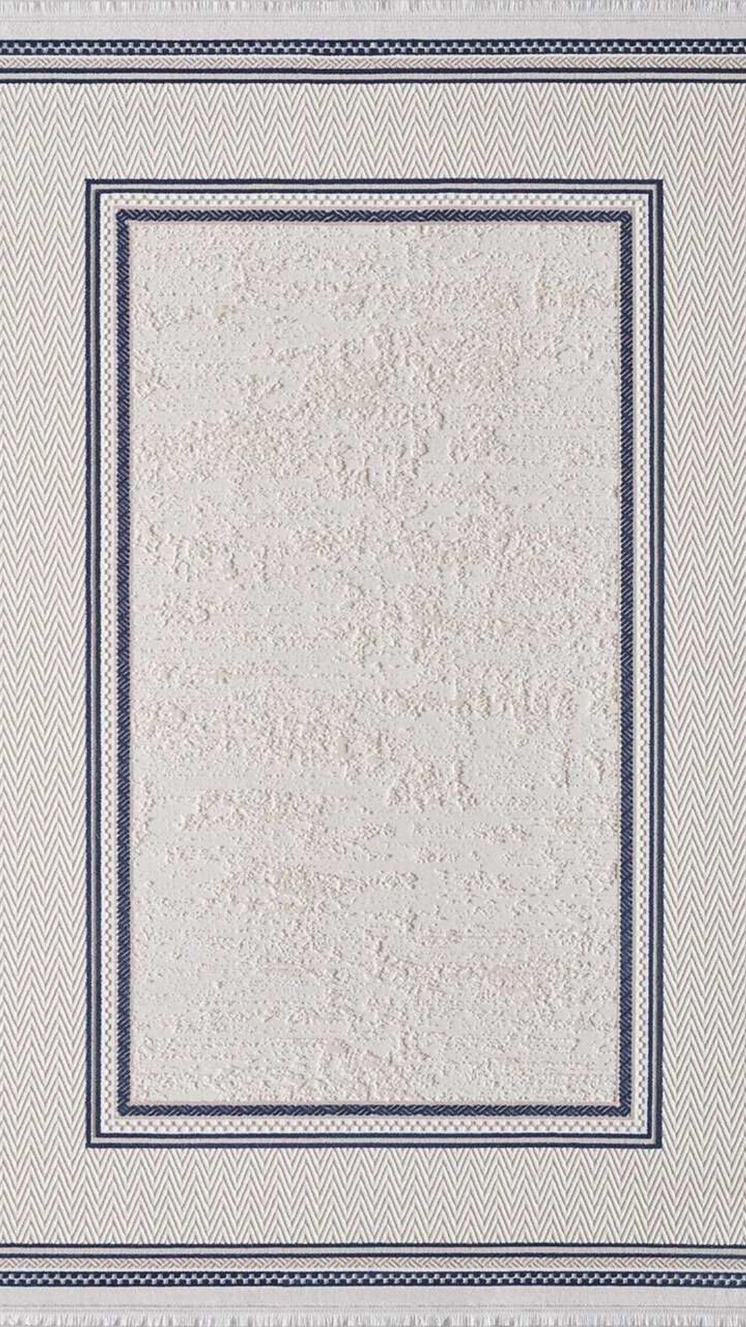 By Özer Halı Bej Renk Lacivert Bordürlü Modern Stil Artemis Halı Murano 9165E Salon Halısı