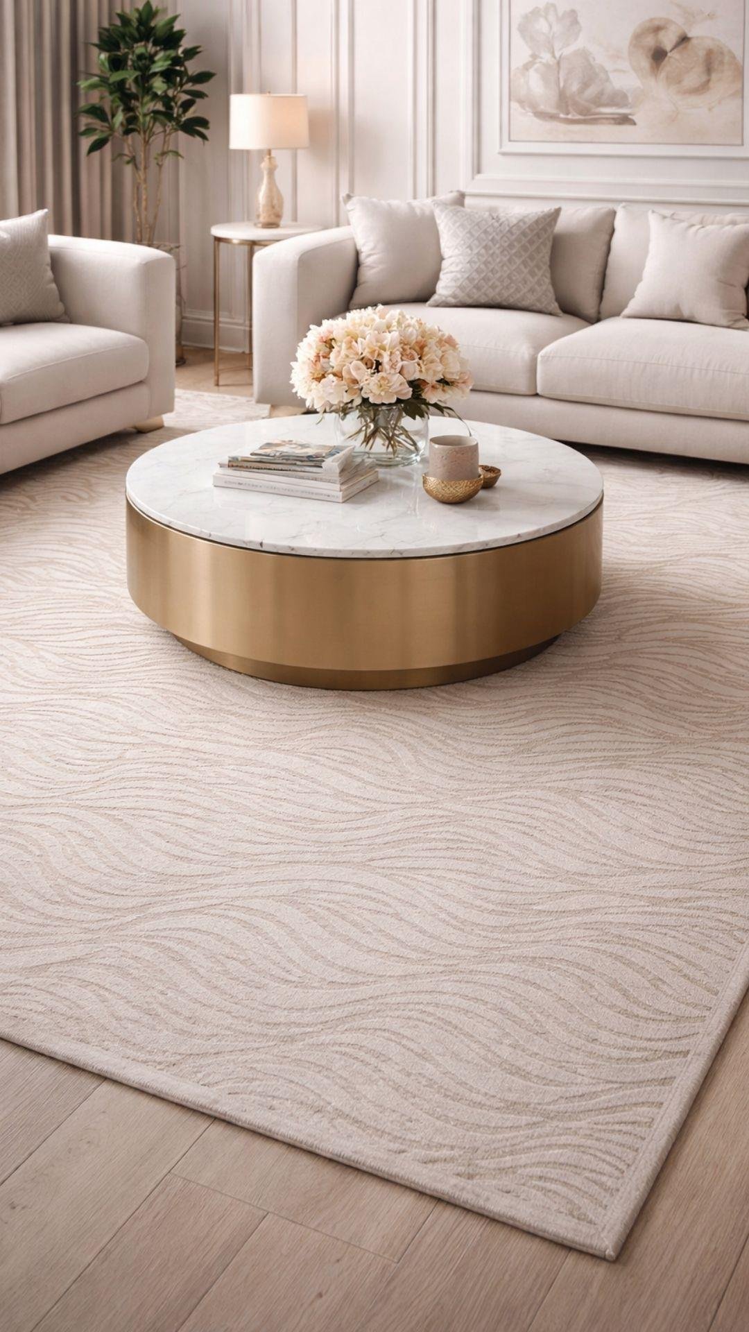 By Özer Halı Bej Renk Modern Stil Akrilik İplik Monaco 33475C Salon Halısı