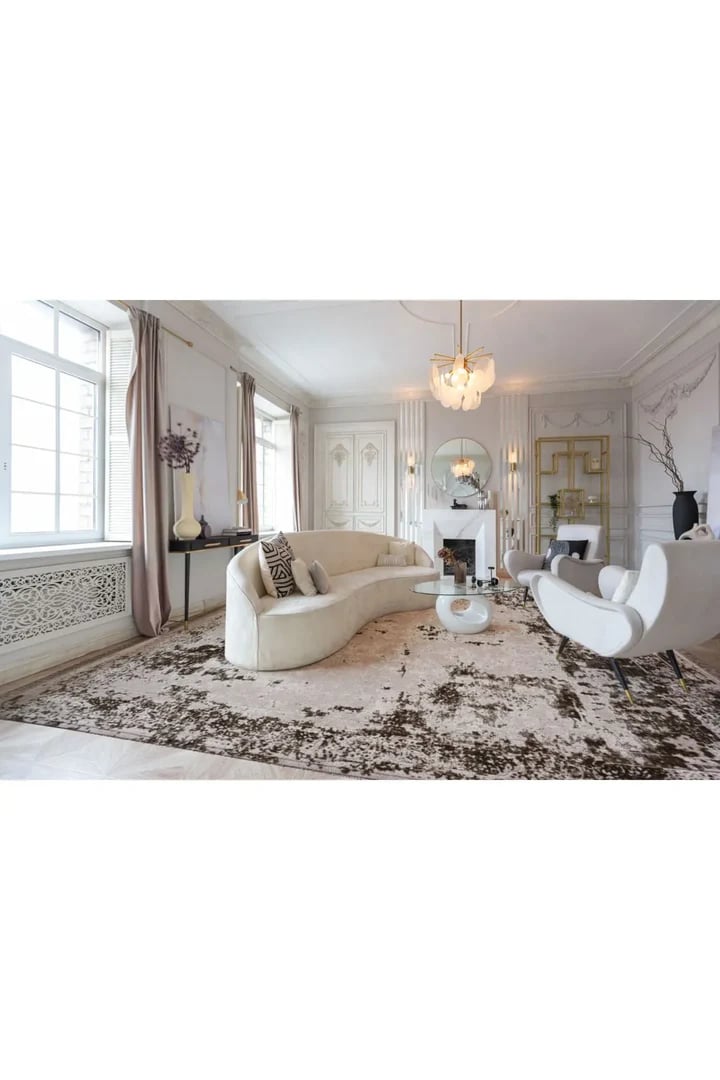 By Özer Halı Bej Yeşil Renk Geçişli Modern Ve Klasik Tarzın Birleşimi Saray Halı Victoria VI01A Salon Halısı
