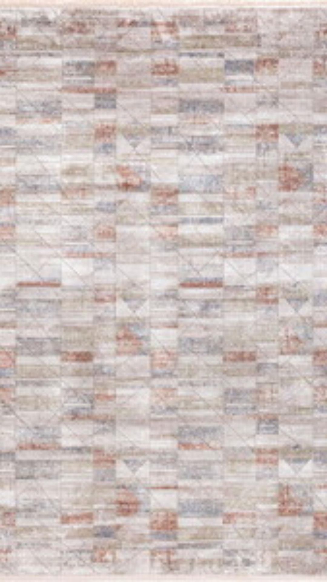 By Özer Halı Çok Renkli Geometrik Desenli Modern Stil Pigment Halı Tuval TVL04 Salon Halısı