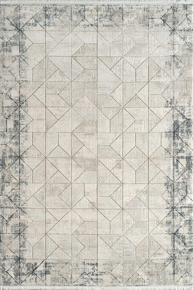 By Özer Halı Gri Bej Renk Akrilik İplik Modern Stil Kim Royal KC08A Salon Halısı