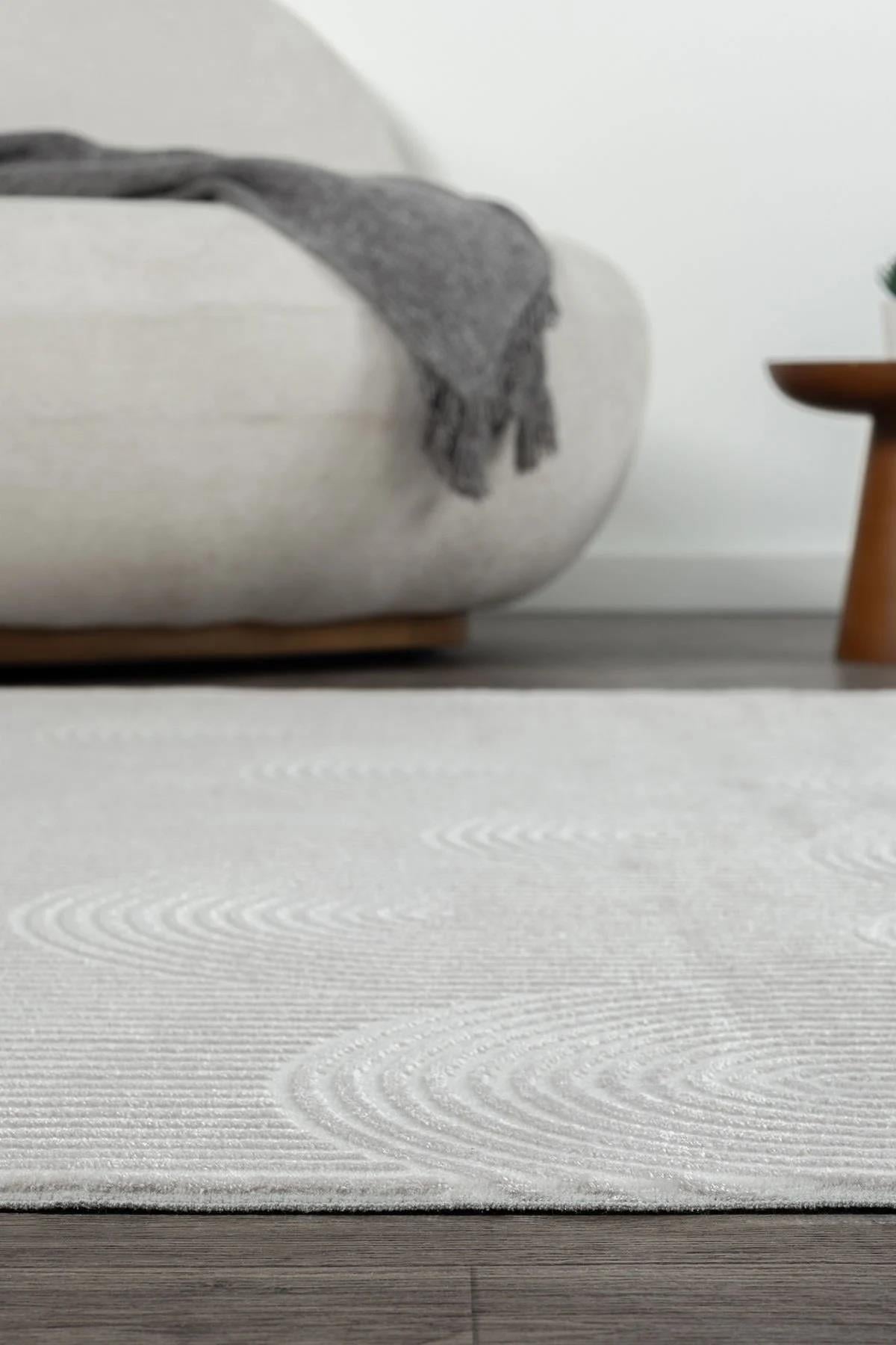 By Özer Halı Gri Renk Bohem Modern Stil Koza Halı Lara A0336A Salon Halısı