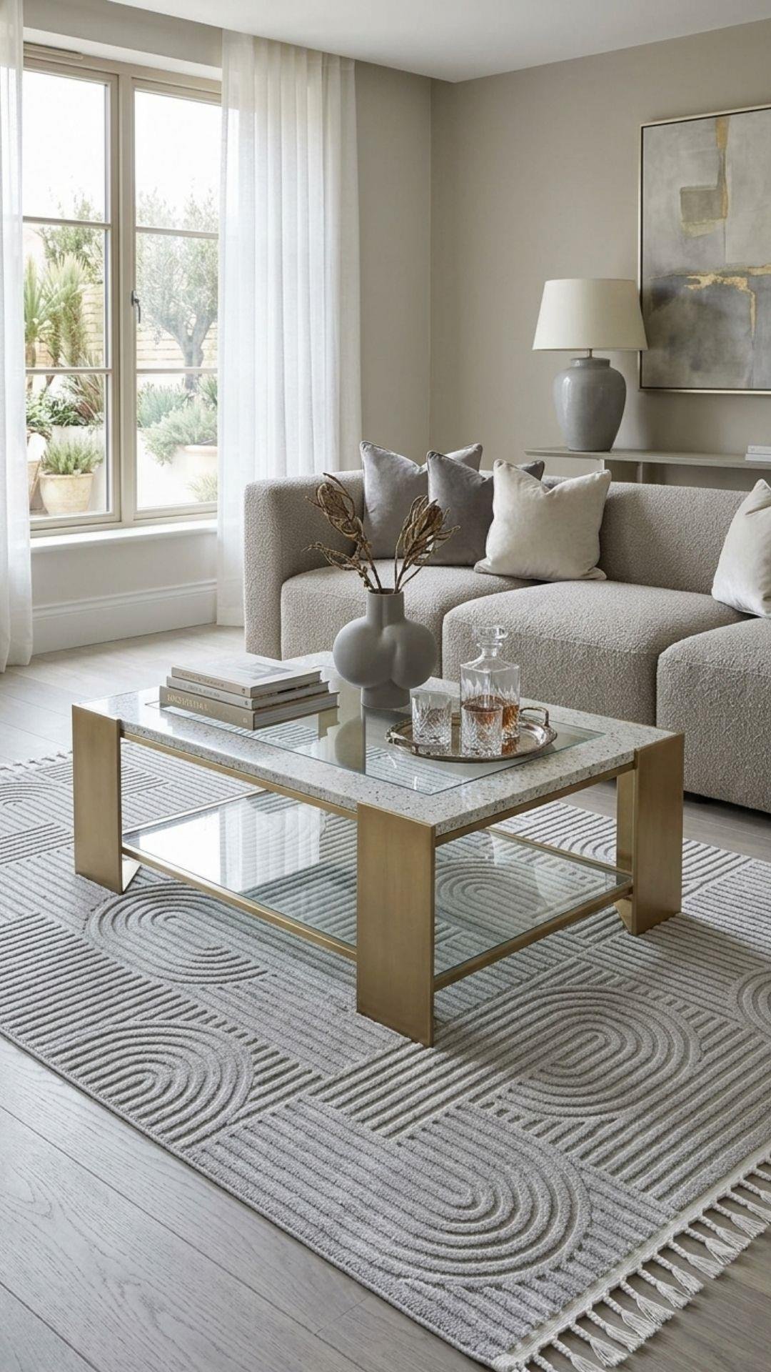 By Özer Halı Gri Renk Bohem Stil Akrilik İplik Monaco 33471D Salon Halısı