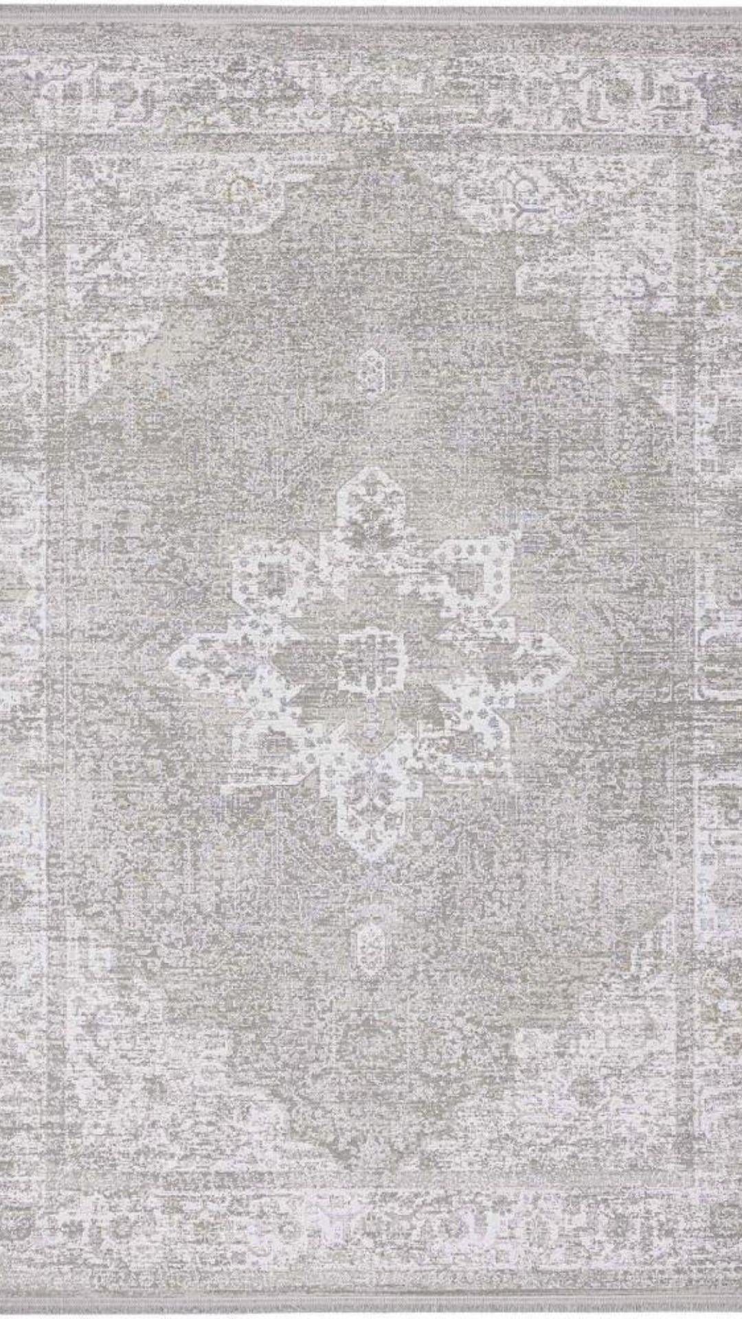 By Özer Halı Gri Renk Bordürlü Klasik Stil Koza Halı Herrera 31249C Salon Halısı