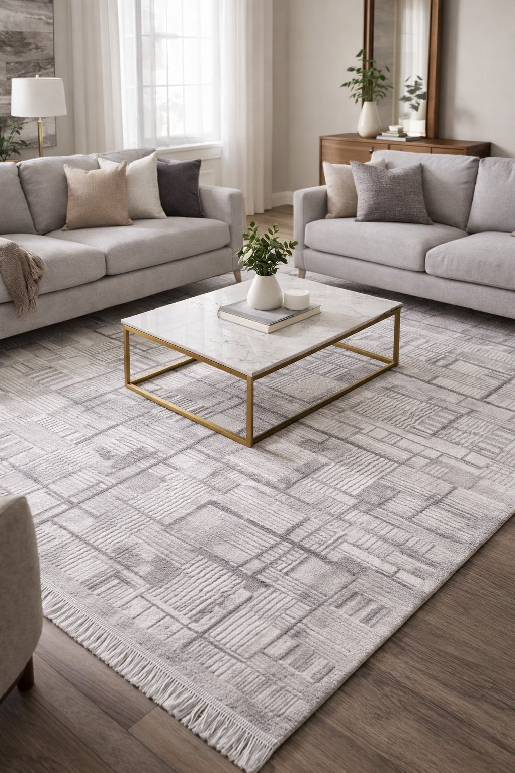 By Özer Halı Gri Renk Gri Desenli Modern Stil Artemis Halı Samoa 02378C Salon Halısı