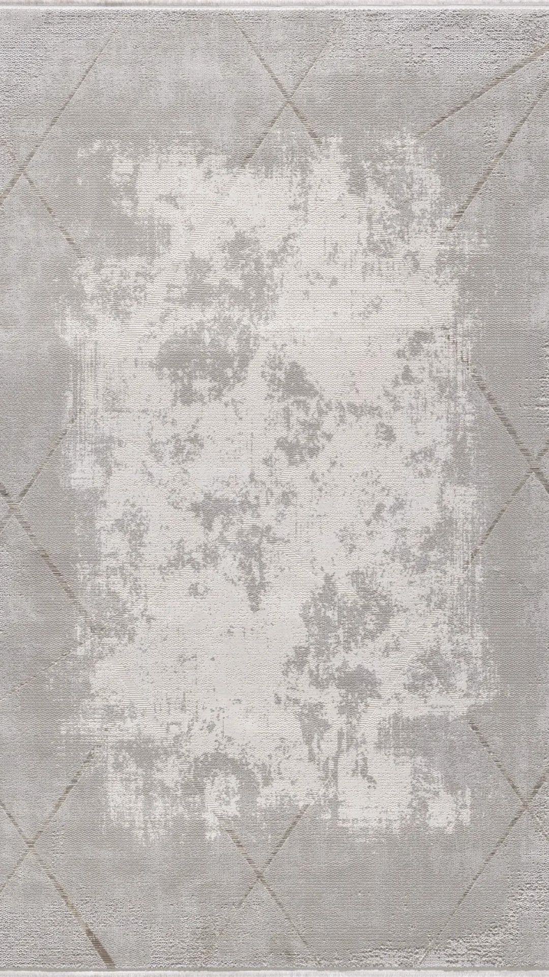By Özer Halı Gri Renk Krem Desenli Modern Stil Majolika Halı Violet VI17A Salon Halısı