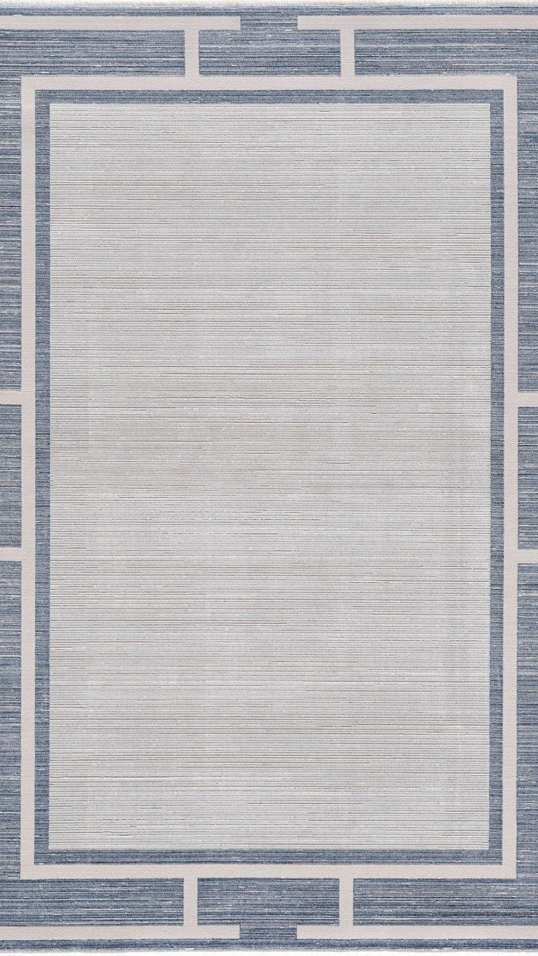 By Özer Halı Gri Renk Mavi Bordürlü Modern Empera Halı Soho Chrome Crocus 5206 Salon Halısı