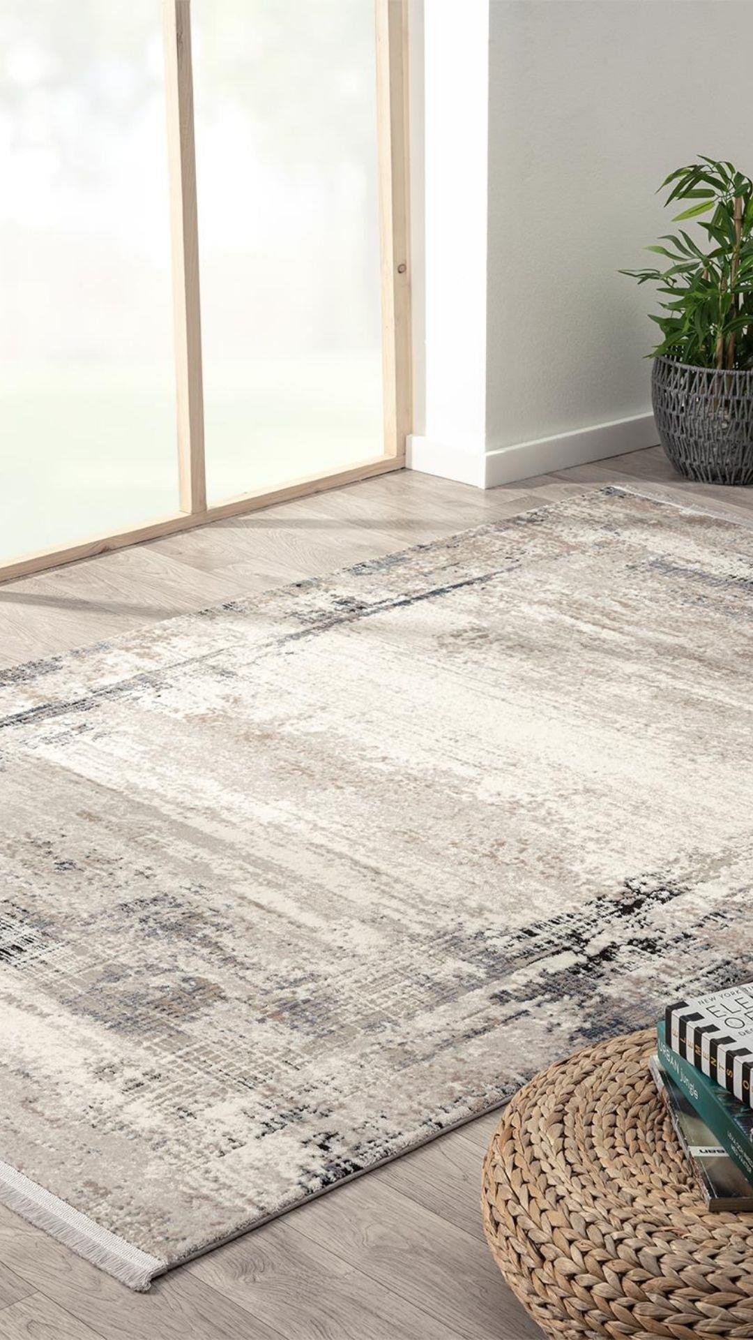 By Özer Halı Gri Renk Modern Stil Karmen Halı Soft 01801A Salon Halısı