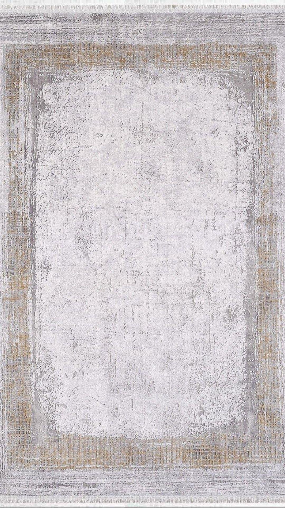 By Özer Halı Gri Renk Vizon Bordürlü Modern  Artemis Halı Barok 02242A Salon Halısı