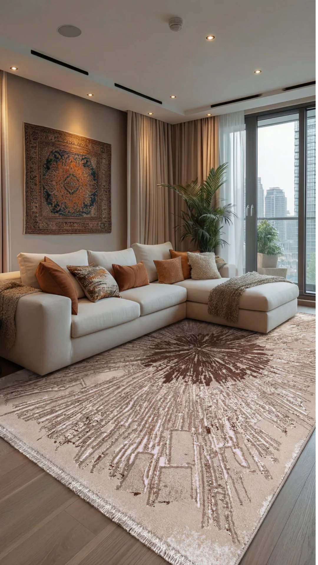 By Özer Halı Kahverengi Modern Desenli Saray Halı Crystal CR07A Salon Halısı