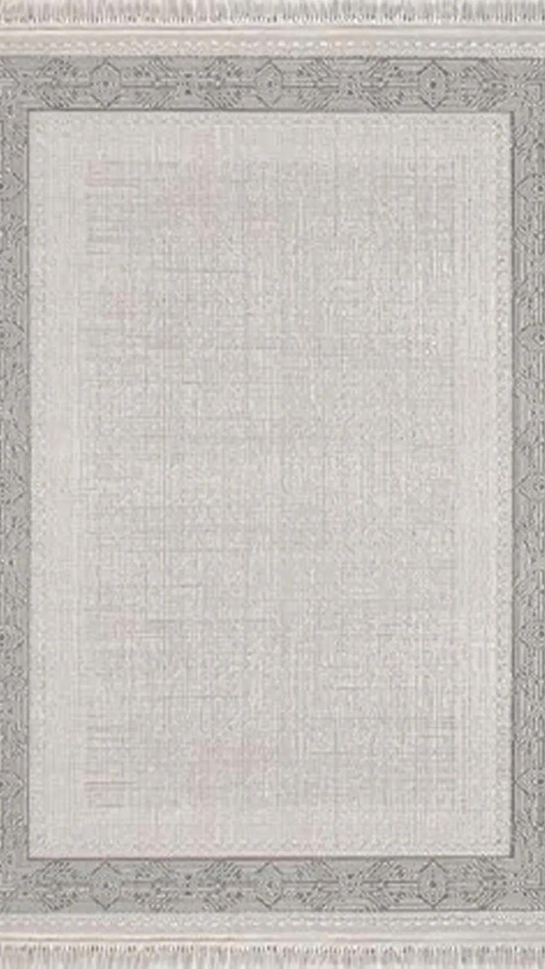 By Özer Halı Koyu Gri Renk Gri Bordürlü Modern Stil Flora Halı Ayşıl 6846D Salon Halısı