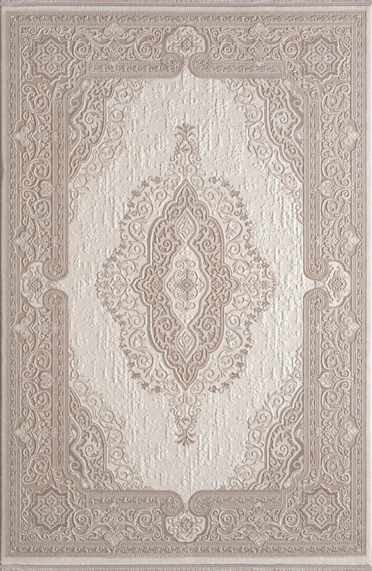 By Özer Halı Krem Bej Renk Bordürlü Klasik Stil Artemis Halı Anetta 03322A Salon Halısı
