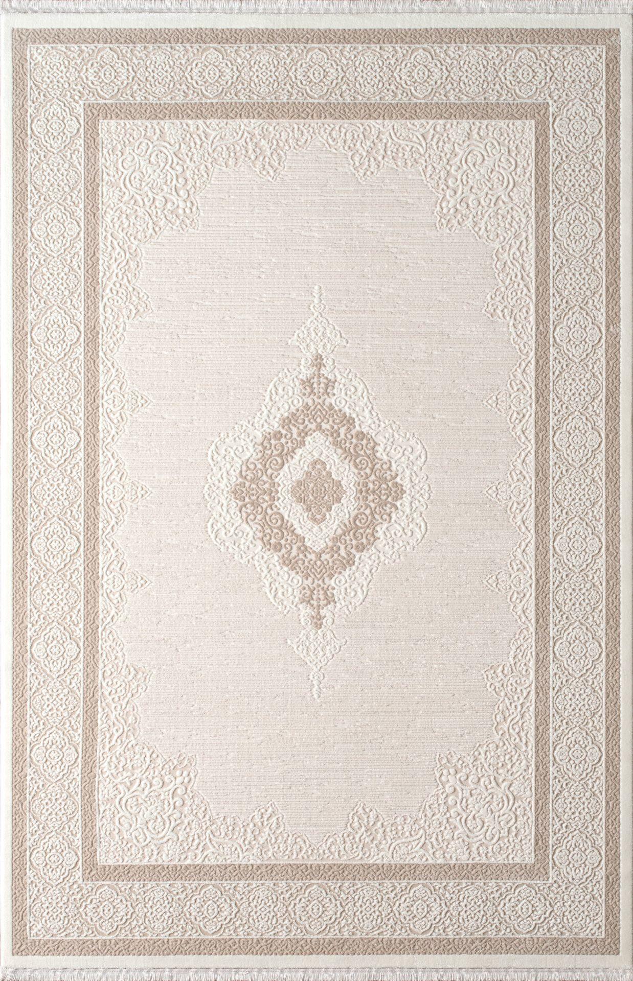 By Özer Halı Krem Bej Renk Bordürlü Klasik Stil Artemis Halı Anetta 03319C Salon Halısı