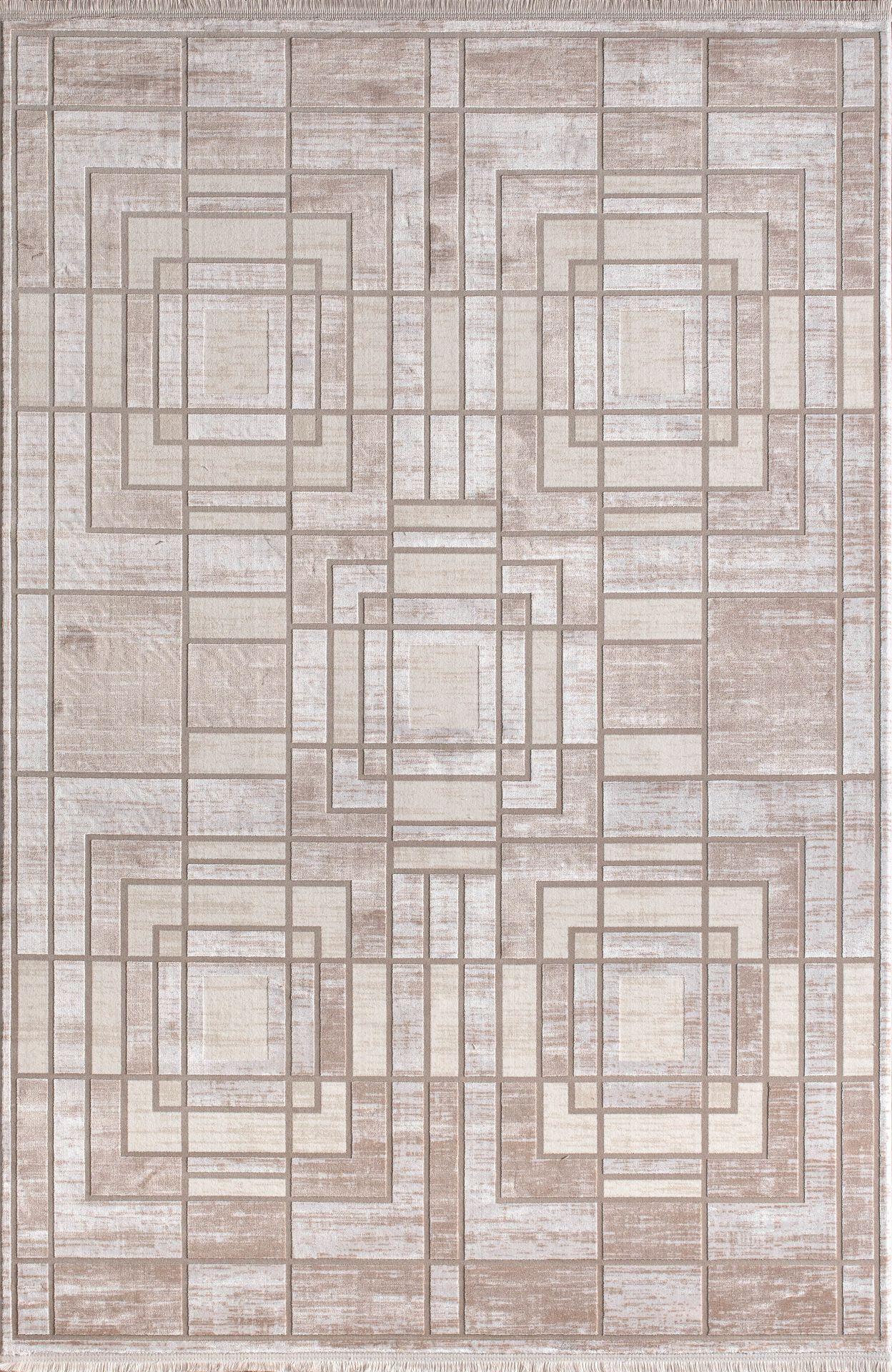 By Özer Halı Krem Bej Renk Geometrik Şekilli Modern Stil Artemis Halı Emma 09763A Salon Halısı