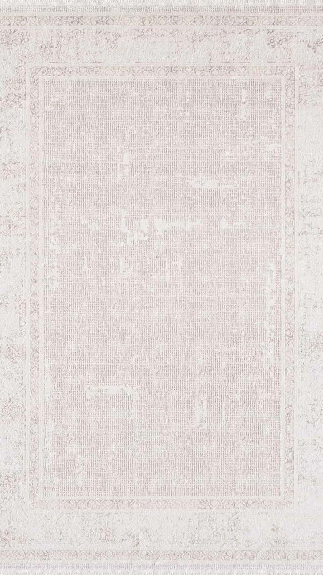 By Özer Halı Krem Renk Bordürlü Modern Stil Majolika Halı Anemone AN21A Salon Halısı