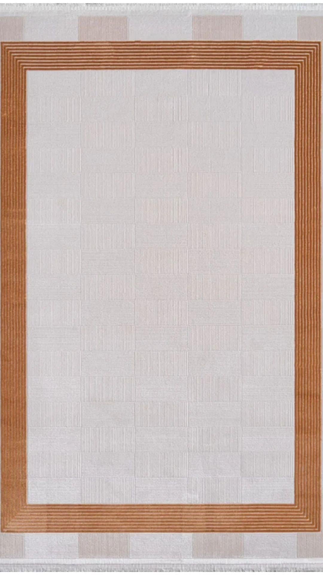 By Özer Halı Krem Renk Gold Bordürlü Modern Saray Halı Ondina ON04C Salon Halısı