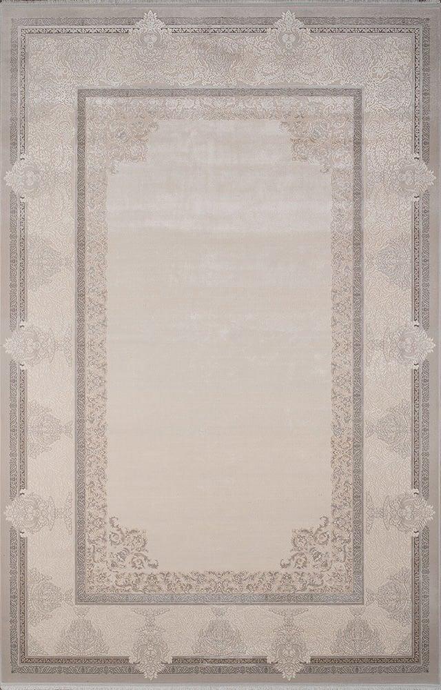By Özer Halı Krem Renk Gri Bordürlü Klasik Stil Pierre Cardin Halı Pierre Zen HG03A Salon Halısı
