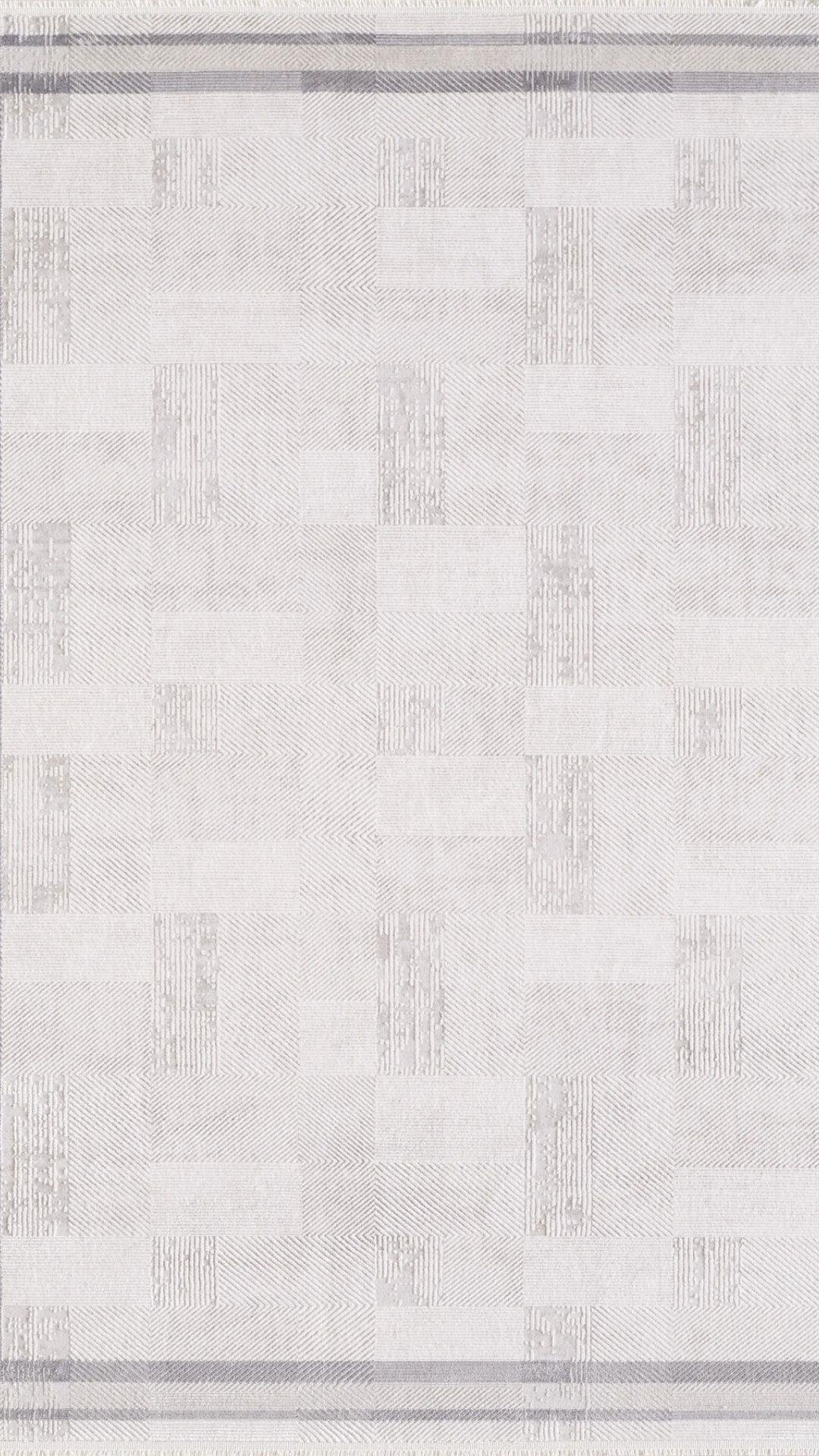 By Özer Halı Krem Renk Gri Bordürlü Modern Stil Majolika Halı Anemone AN26A Salon Halısı