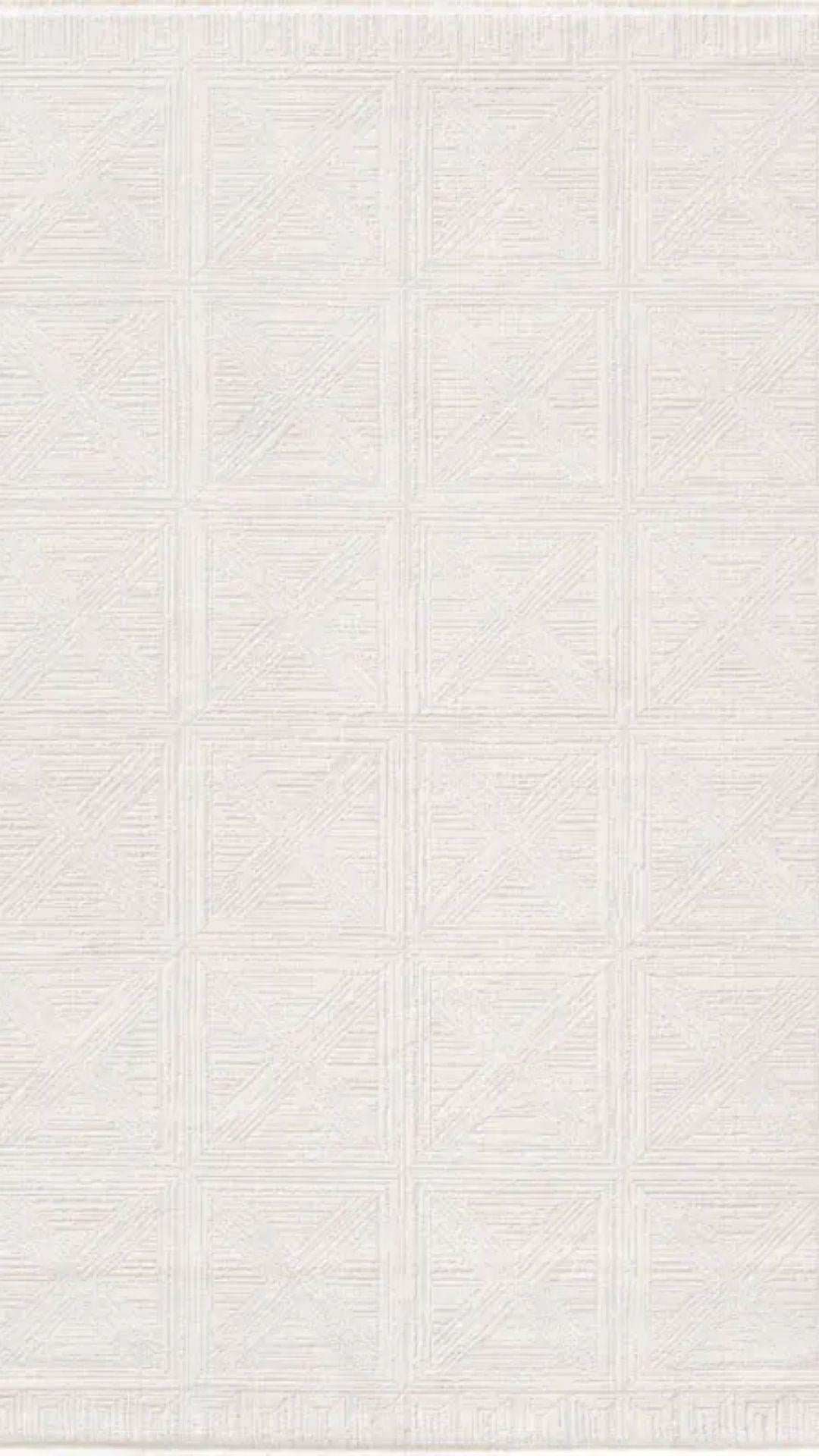 By Özer Halı Krem Renk Gri Desenli Modern Stil Majolika Halı Lade LD24A Salon Halısı